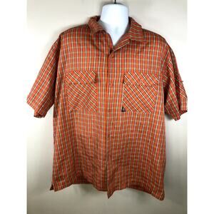 Veezo Men's Button Down Shirt Size XL Short Sleeve Orange Polyester